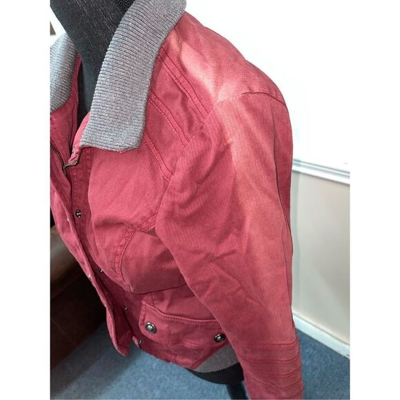 Free People Burgundy Bomber Jacket Size 6 - Picture 3 of 7